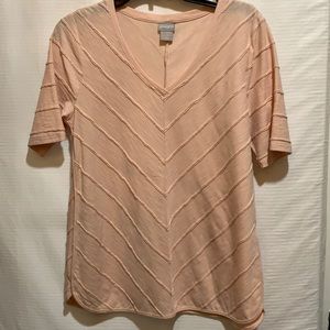 CHICOS TEE BLUSH SZ 1 V NECK:COTTON (NO CONT TGS)
